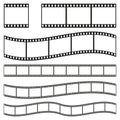 Film strip frame or border set. Photo, cinema or movie negative. Vector illustration Royalty Free Stock Photo